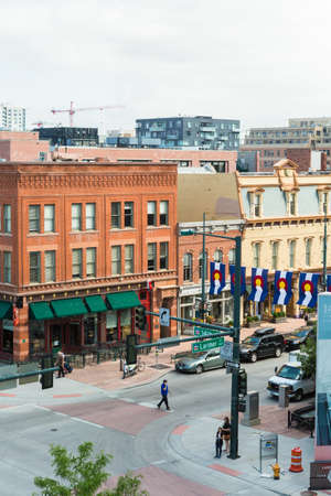 Denver, Colorado, USA-June 20, 2016. Aerial view of Downtown Denver in the Summer.のeditorial素材
