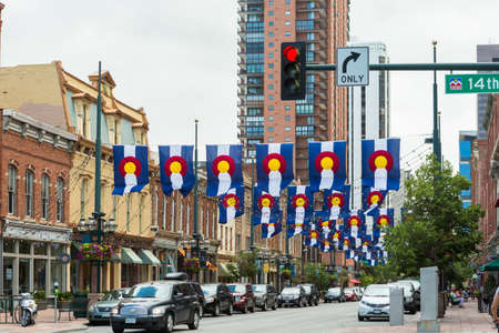 Denver, Colorado, USA-June 20, 2016. Historical Larimer Squarre in the Summer.のeditorial素材