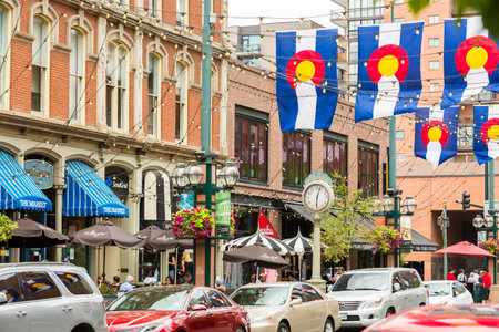 Denver, Colorado, USA-June 20, 2016. Historical Larimer Squarre in the Summer.のeditorial素材