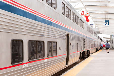 Denver, Colorado, USA-June 22, 2016.  Amtrack train ready for departure at the Denver Union Station.のeditorial素材
