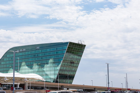 Denver, Colorado, USA-June 22, 2016.  Denver International Airport with Westin hotel.のeditorial素材