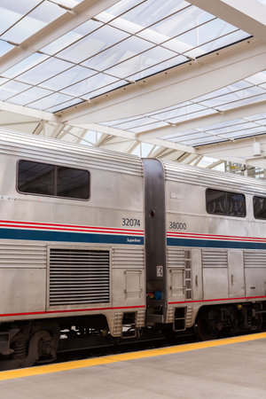 Denver, Colorado, USA-June 22, 2016.  Amtrack train ready for departure at the Denver Union Station.のeditorial素材