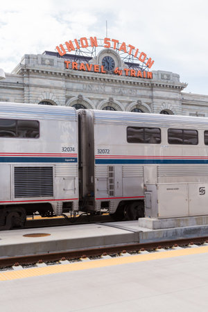 Denver, Colorado, USA-June 22, 2016.  Amtrack train ready for departure at the Denver Union Station.のeditorial素材