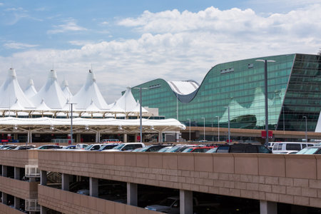 Denver, Colorado, USA-June 22, 2016.  Denver International Airport with Westin hotel.のeditorial素材