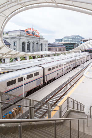 Denver, Colorado, USA-June 22, 2016.  Amtrack train ready for departure at the Denver Union Station.のeditorial素材