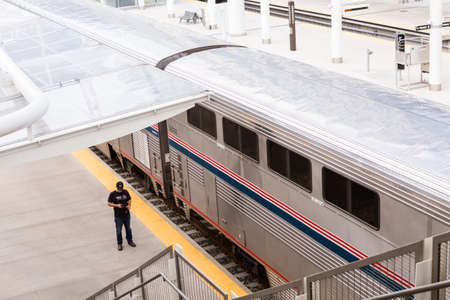 Denver, Colorado, USA-June 22, 2016.  Amtrack train ready for departure at the Denver Union Station.のeditorial素材