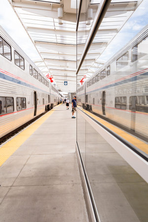 Denver, Colorado, USA-June 22, 2016.  Amtrack train ready for departure at the Denver Union Station.のeditorial素材