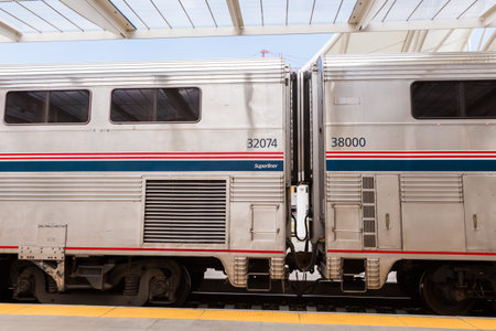 Denver, Colorado, USA-June 22, 2016.  Amtrack train ready for departure at the Denver Union Station.のeditorial素材