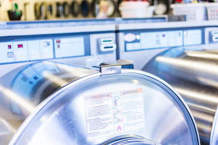 Industrial washing machines in a publicの写真素材