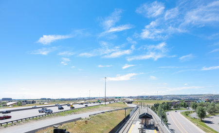 Denver, Colorado, USA-July 20, 2016.  View of the County Line light rail station.のeditorial素材