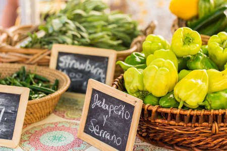 Fresh organic produce at the local farmers market.の写真素材