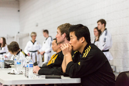 Denver, Colorado, USA-February 21, 2016. Tae Kwon Do testing for verious degree of black belts.