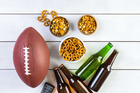 Appetizers on the table for the football party.の写真素材