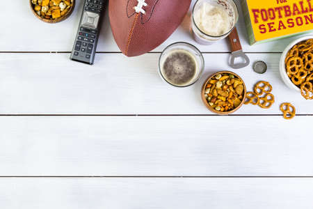 Appetizers on the table for the football party.の写真素材