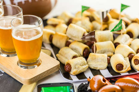 Mini Pigs In A Blanket for football game party.の写真素材