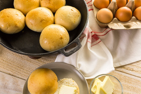 Baking fresh homemade dinner rolls.