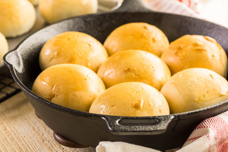 Baking fresh homemade dinner rolls.の写真素材