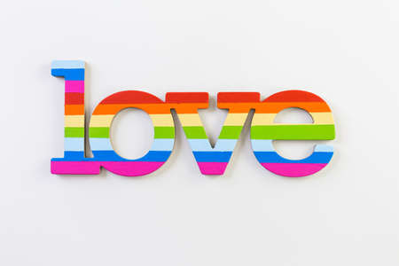 Rainbow Gay Pride love sign on a white background.の写真素材