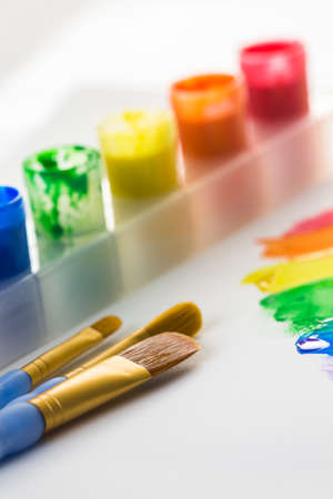 Colorful paint on a white background.の写真素材