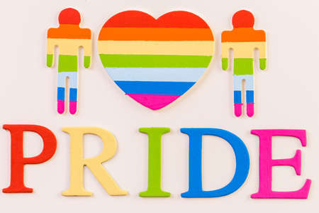 Rainbow Gay Pride sign on a white background.の写真素材