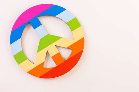 Rainbow Gay Pride peace sign on a white background.の写真素材