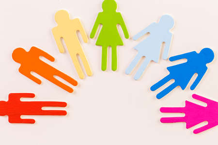 Rainbow Gay Pride male nad female cutouts on a white background.の写真素材