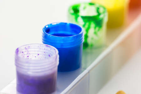 Colorful paint on a white background.の写真素材