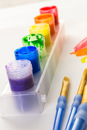 Colorful paint on a white background.