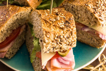 Fresh sub sandwich on multigrain bread.の写真素材