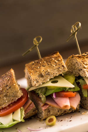 Fresh sub sandwich on multigrain bread.の写真素材