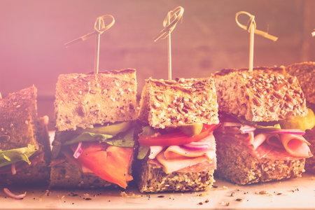 Fresh sub sandwich on multigrain bread.の写真素材