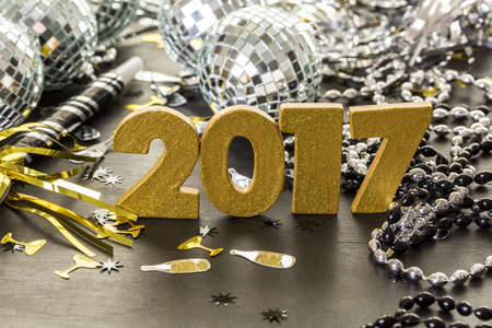 New year decoration. Closeup on golden 2017の写真素材