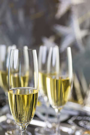 New Year Eve party with champagne and chocolates.の写真素材