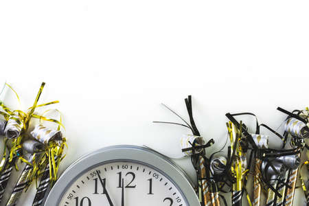 New Year Eve party blowouts on a white background.の写真素材
