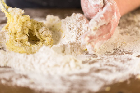 Preparing dough for home made pasta.の写真素材