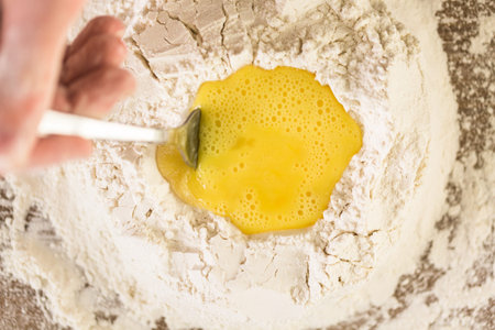 Preparing dough for home made pasta.