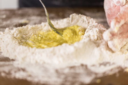 Preparing dough for home made pasta.の写真素材