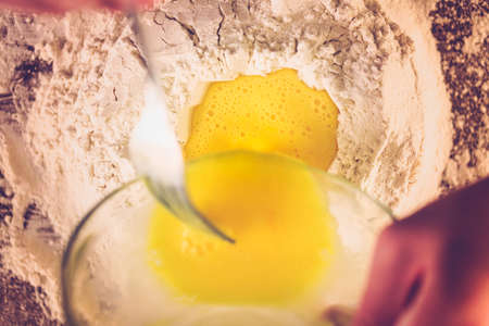 Preparing dough for home made pasta.の写真素材