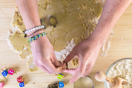 Step by Step. Making homemade gluten free sugar Hanukkah cookies.の写真素材