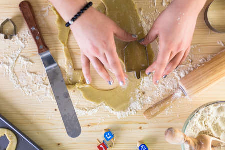 Step by Step. Making homemade gluten free sugar Hanukkah cookies.の写真素材