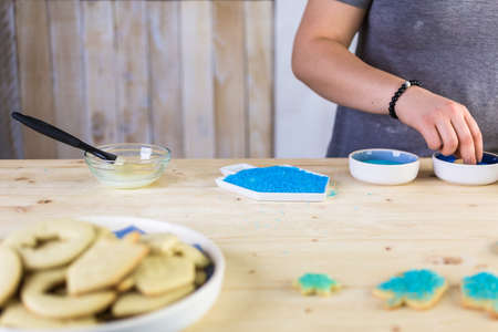 Step by Step. Making homemade gluten free sugar Hanukkah cookies.の写真素材