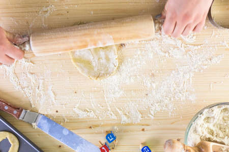 Step by Step. Making homemade gluten free sugar Hanukkah cookies.の写真素材
