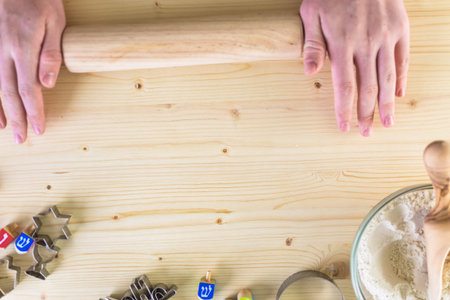 Step by Step. Making homemade gluten free sugar Hanukkah cookies.の写真素材