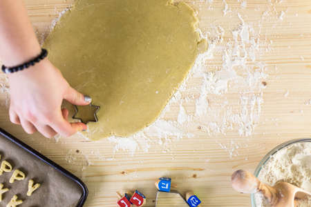 Step by Step. Making homemade gluten free sugar Hanukkah cookies.の写真素材