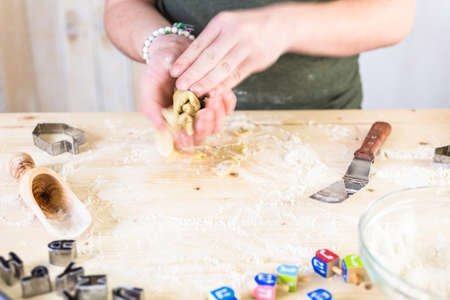 Step by Step. Making homemade gluten free sugar Hanukkah cookies.の写真素材