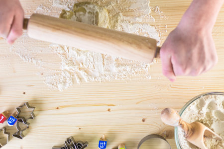 Step by Step. Making homemade gluten free sugar Hanukkah cookies.の写真素材