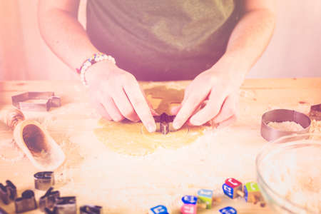 Step by Step. Making homemade gluten free sugar Hanukkah cookies.の写真素材