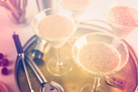 Holiday eggnog cocktail with dark rum and milk garnished with nutmeg.