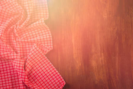 Dish towel on a wood background.の写真素材