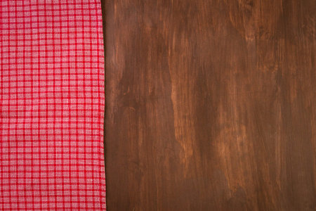 Dish towel on a wood background.の写真素材